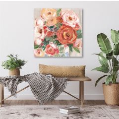 Pinks and Peach Floral Bouquet Canvas Art