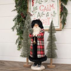 Plaid Cloak Holiday Santa Figurine