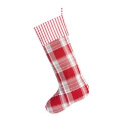 Plaid Holiday Stocking With Striped Cuff