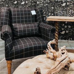 Plaid Upholstered Arm Chair