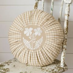Pleated Check Round Accent Pillow
