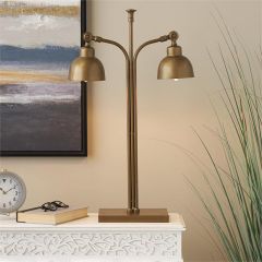 Polished Brass Double Shade Desk Lamp
