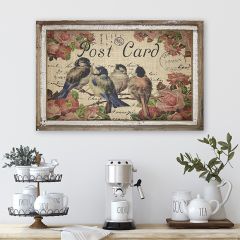 Post Card Birds On Burlap