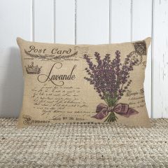 Post Card Lavender Burlap Accent Pillow