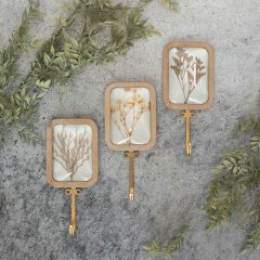 Pressed Flower Rectangle Wall Hook Set of 3