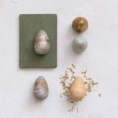 Pretty Painted Decorative Metal Eggs Set of 5