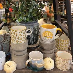 Pretty Pattern Stoneware Mug Set of 4