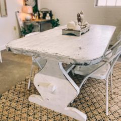 Primitive Inspired Trestle Dining Table  