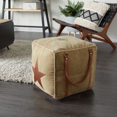 Primitive Star Canvas Pouf Ottoman