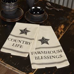 Primitive Star Country Kitchen Tea Towel Set of 2