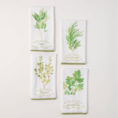 Printed Herbs Tea Towel Set of 4