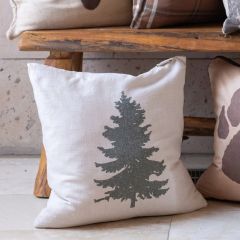Printed Pine Tree Linen Throw Pillow