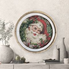 Printed Santa Linen and Wood Wall Art