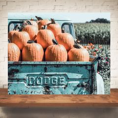 Pumpkin Filled Blue Truck Print Wall Art