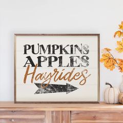 Pumpkins Apples Hayrides White Wall Art
