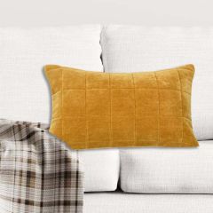 Quilted Velvet Mustard Lumbar Pillow