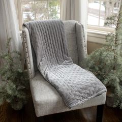 Quilted Velvet Throw Blanket Grey