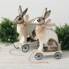 Rabbit On Wagon Set of 2