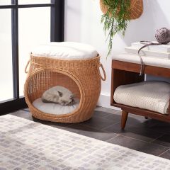 Rattan Cat Bed Cushioned Stool