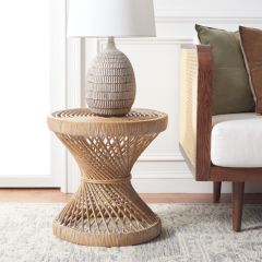 Rattan Hourglass Accent Table
