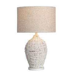 Rattan Table Lamp With Linen Shade