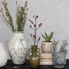 Reactive Glaze Handled Stoneware Vase