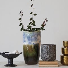 Reactive Glaze Multi Color Stoneware Vase