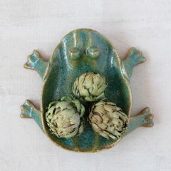 Reactive Glaze Stoneware Frog Dish