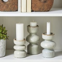 Reactive Glaze Taupe Stoneware Candle Holder Set of 3