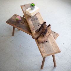 Reclaimed Wood Bench Accent Tables Set of 2