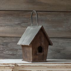 Reclaimed Wood Birdhouse With Metal Roof