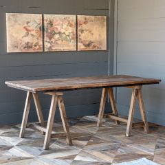 Reclaimed Wood Primitive Sawhorse Table