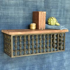 Reclaimed Wood Spool Wall Shelf