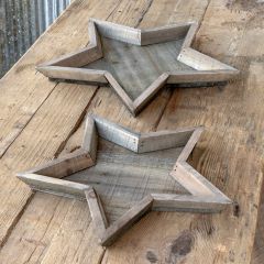 Reclaimed Wood Star Trays Set of 2