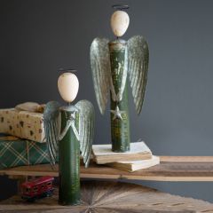 Recycled Metal Angel Figurines Set of 2