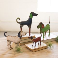 Recycled Metal Dog Figure Collection Set of 4