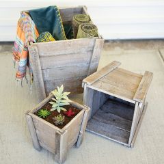 Recycled Wood Box Planters Set of 3