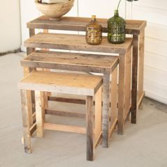 Recycled Wood Nesting Console Tables Set of 4