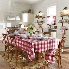 Red and White Classic Buffalo Check Table Cloth