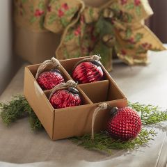 Red Glass Ornament Boxed Set of 4