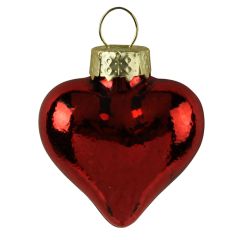 Red Heart Glass Ornament Set of 12