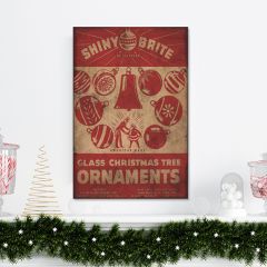 Red Shiny Ornaments Canvas Christmas Wall Art