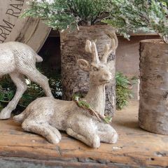 Resting Deer With Wreath Figurine