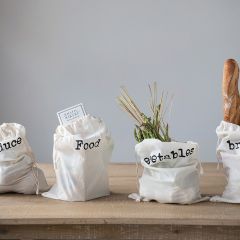 Reusable Drawstring Cotton Food Bag Set of 4