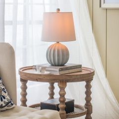 Ribbed Ceramic Globe Table Lamp