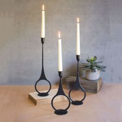 Ring Base Cast Iron Taper Candle Holders Set of 3