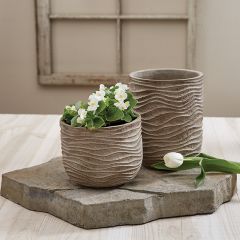 Ripple Texture Ceramic Vase Set of 2