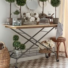 Rolling Console Table With Basket