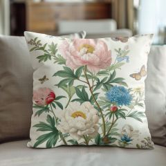 Romantic Peonies and Butterflies Throw Pillow Cover