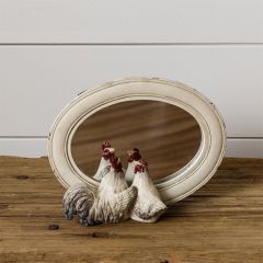 Rooster and Hen Oval Table Mirror